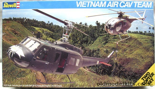 Revell 1/32 Vietnam Air Cav Team Bell Huey Helicopter UH-1D & Hughes OH-6A Loach, 4454 plastic model kit